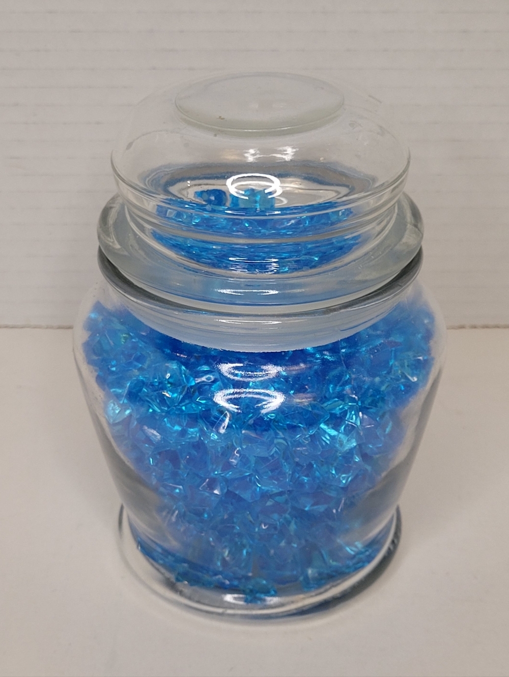 Blue Acrylic Plastic Gem Stone Ice Rocks Table Scatter Vase Fish Tank Deco w Jar